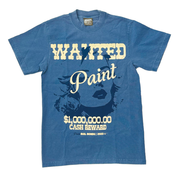 Washed Blue Wanted Tee